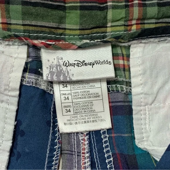 Walt Disney World Mickey Mouse Madras Plaid Shorts Size 34 - Picture 8 of 8